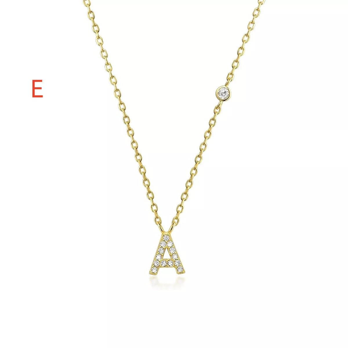 Custom Initial Necklace with sparkling CZ pendant, available in gold or silver finish