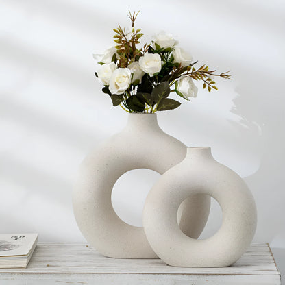 Porcelain biscuit vase with frosted finish in neutral colour option for flower arranging