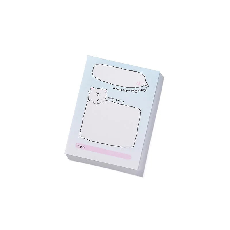 Cartoon character sticky notes in six themes with three size options on writable paper