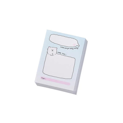 Cartoon character sticky notes in six themes with three size options on writable paper
