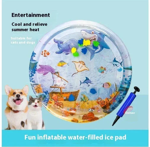 Cooling Pet Water Bed Cushion with vibrant designs for pets and children to enjoy refreshing relief from summer heat