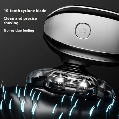 Black 6-in-1 multifunctional haircut suit with hair clipper, shaving head, nose trimmer, and attachments