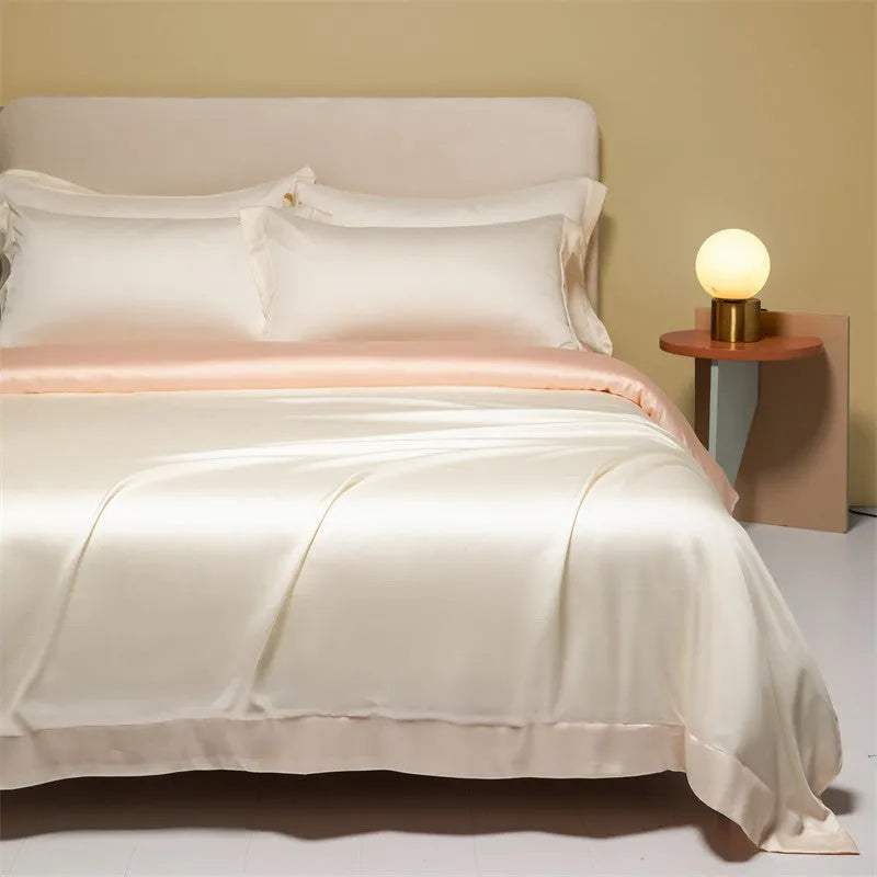 Luxury Lenzing Tencel quilt sheets set in Aurora Blue with 200 thread count twill weave and UK sizing