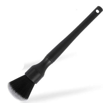 Black car detailing brush with soft pig hair bristles and PP plastic handle in 24cm and 16cm sizes.