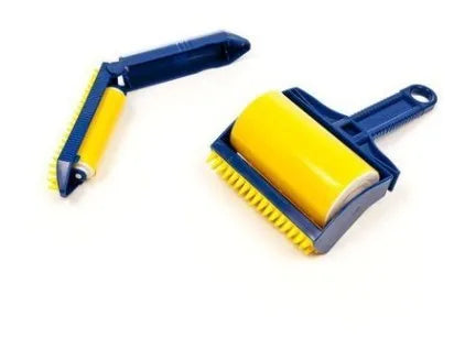 Yellow and green washable reusable lint rollers for pet hair removal on fabrics and carpets.