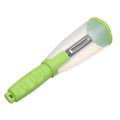 Multifunctional peeler with stainless steel blade and green storage box