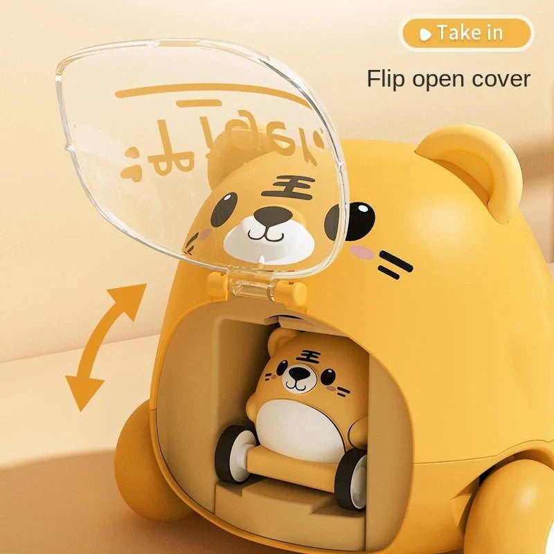 Interactive cartoon toy car for children, available in Little Tiger, Little Bear, and Puppy styles