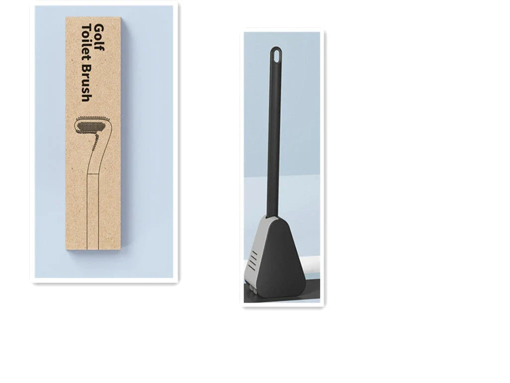 Wall-mounted toilet brush with flexible silicone bristles for easy, effective bathroom cleaning
