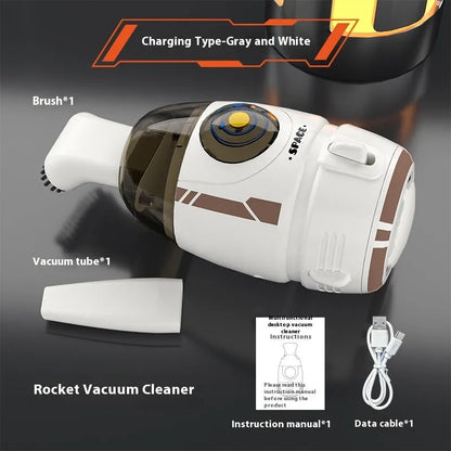 USB-powered handheld desktop vacuum cleaner in blue colour cleaning computer keyboard