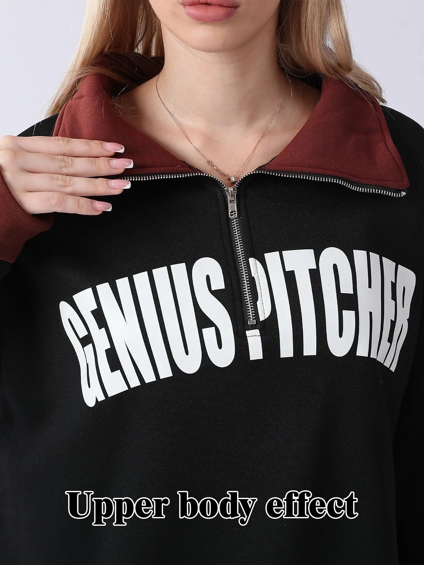 A cozy and comfortable women's long sleeve sweatshirt in black, featuring a relaxed and flattering fit for everyday wear.