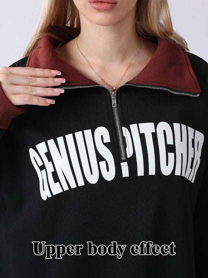 A cozy and comfortable women's long sleeve sweatshirt in black, featuring a relaxed and flattering fit for everyday wear.