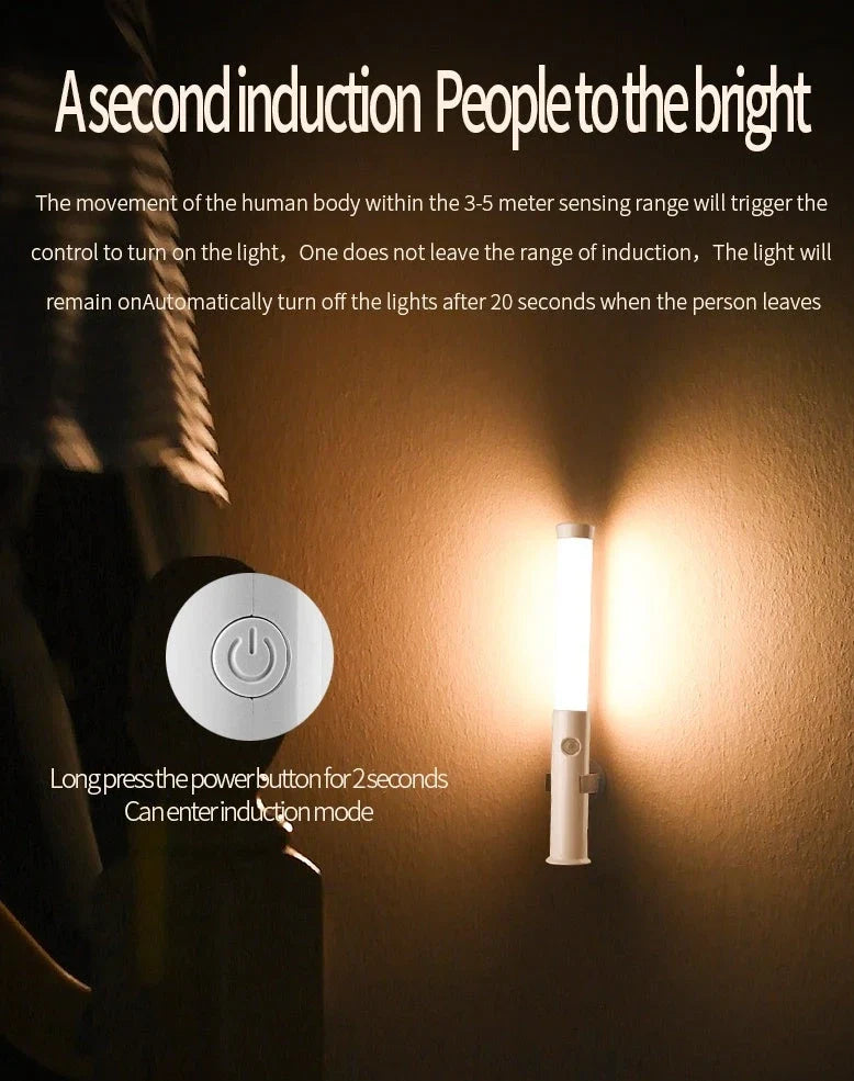 Smart car lamp with human body induction showing compact design and button controls for two-colour lighting