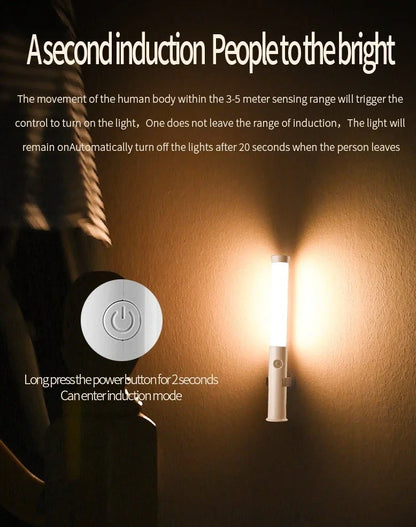 Smart car lamp with human body induction showing compact design and button controls for two-colour lighting