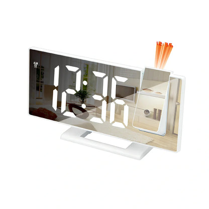 LED projection digital alarm clock with adjustable display showing time projection on ceiling