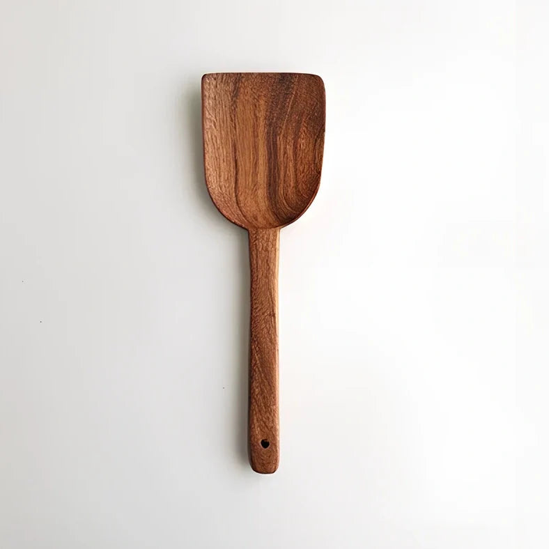 Korean teak wood cooking shovels set with three distinct designs for kitchen use