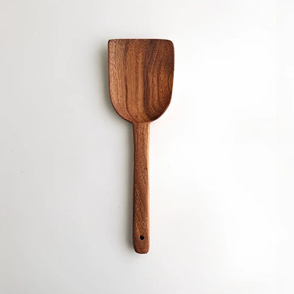 Korean teak wood cooking shovels set with three distinct designs for kitchen use