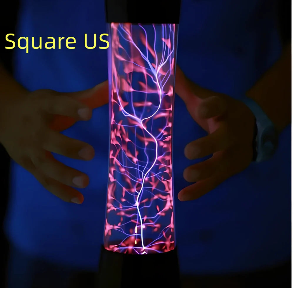 Plasma lightning ball with colourful electrostatic patterns inside 6-inch glass sphere responding to touch