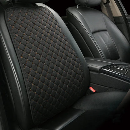 Flax linen car seat cover protector in beige, black, red and brown, with cushion and five-seat style options.