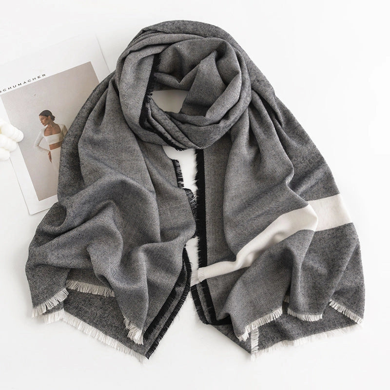 Stylish herringbone pattern artificial cashmere scarf for women in various colors