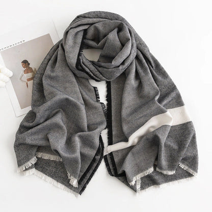 Stylish herringbone pattern artificial cashmere scarf for women in various colors