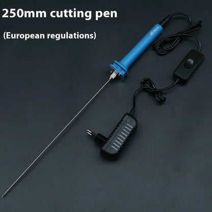 Blue plastic-handled electric heating cutter pen for cutting foam and pearl cotton.