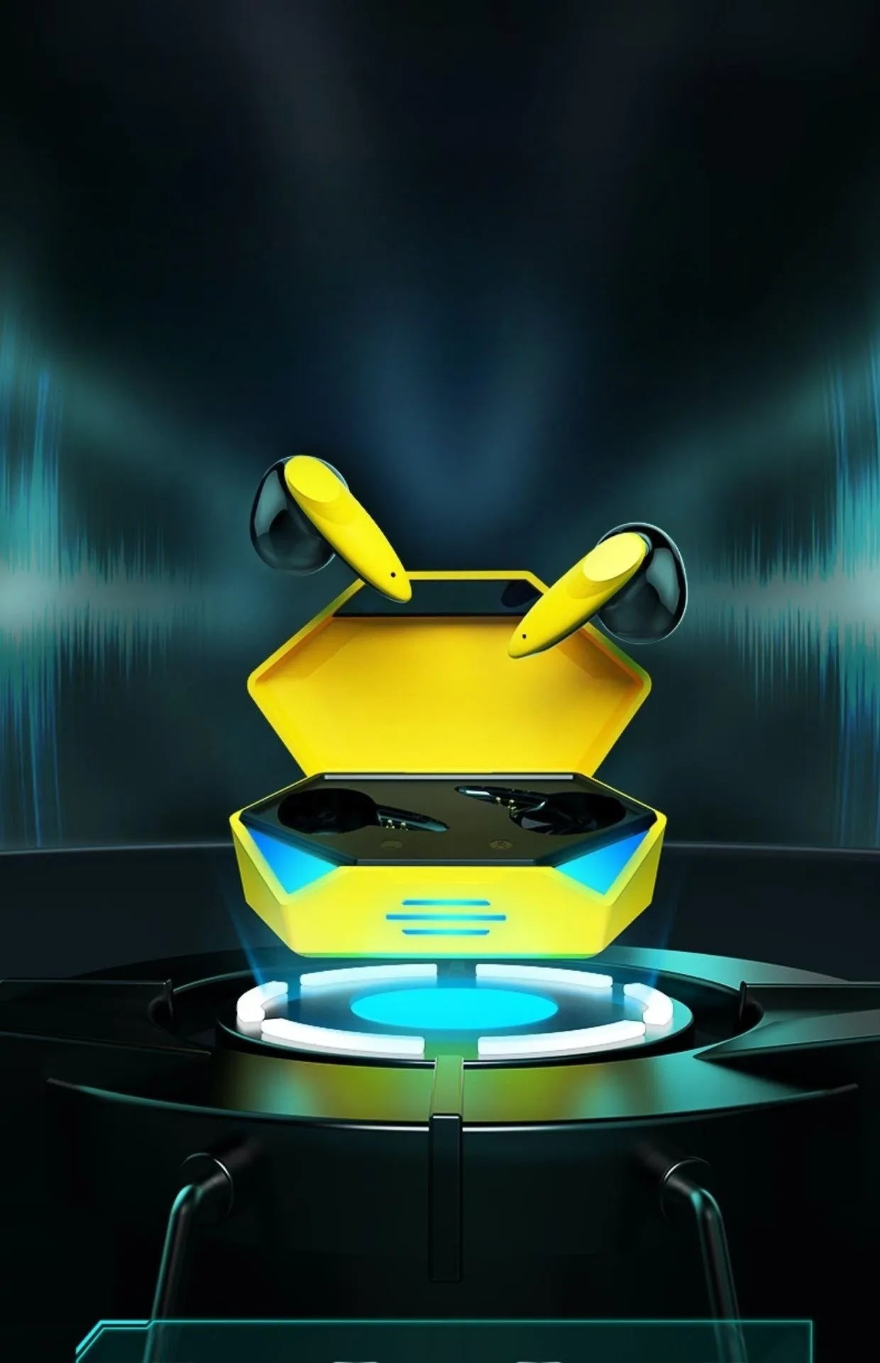 G20 Bluetooth TWS gaming headset earbuds with charging case in yellow colour