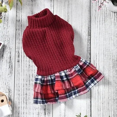 Dog princess skirt in British style for small and medium dogs, sizes XS to 3L, red black blue pink options
