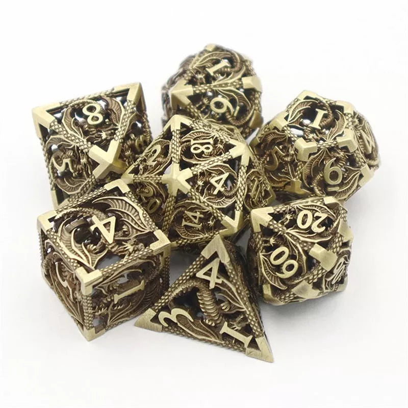 Hollow Pure Copper Electroplating Dice Set for DND in various colors