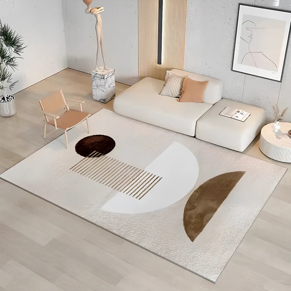 Geometric pattern rectangular floor mat with 1.3cm thickness in European American style for living room use