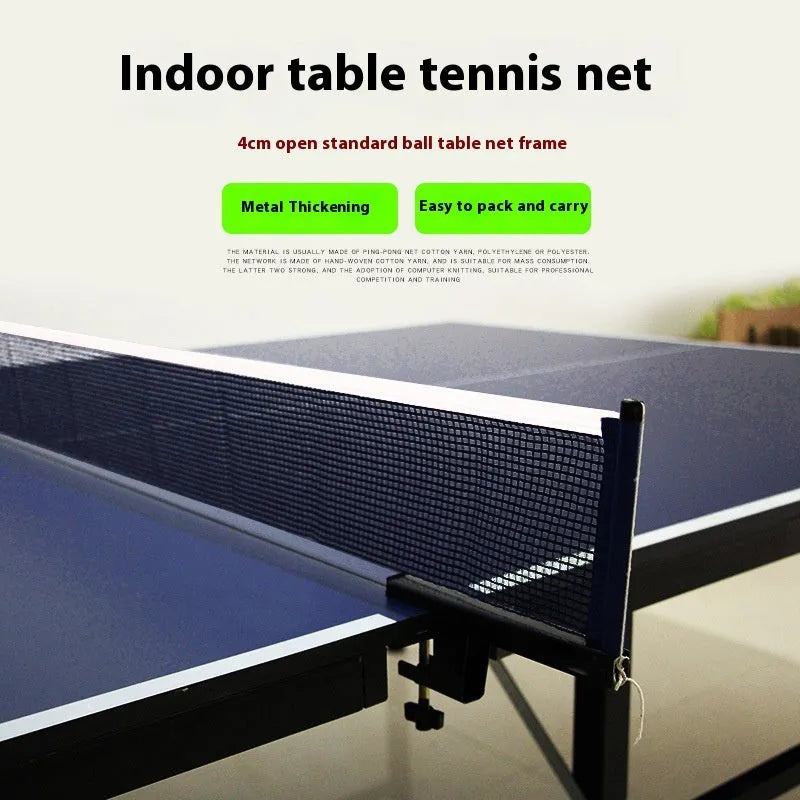 Table tennis post with universal large clip attached to indoor open grid table for ball retrieval practice
