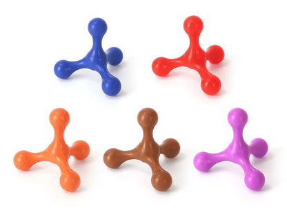 Blue silicone puppy chew toy with three-leg design measuring 9.5cm for teething relief