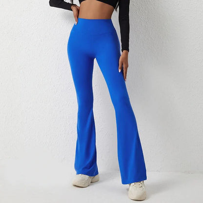 High waisted hip lift and wide leg fitness pants in various colors, perfect for workouts and casual wear.