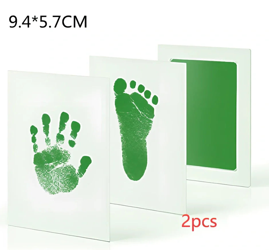 Disposable ink baby hand and foot print kit with six colour options and two size formats