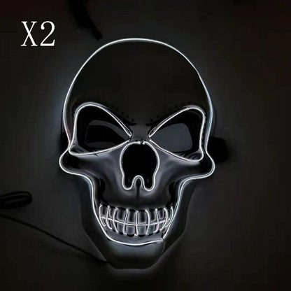 A bone-chilling LED-illuminated skull Halloween mask with adjustable lighting modes for spooky holiday fun