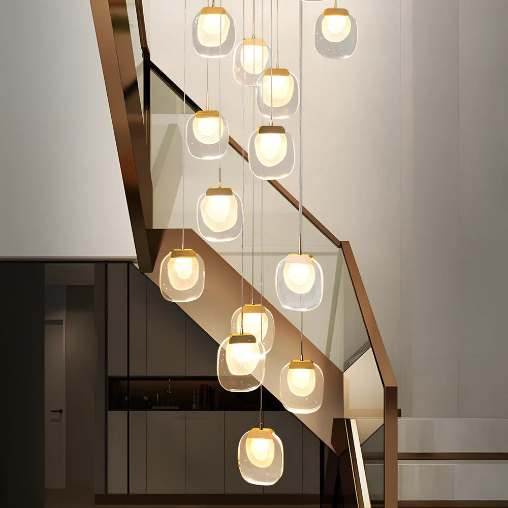 Gold crystal chandelier with 6 LED lights and stainless steel chassis for restaurant lighting