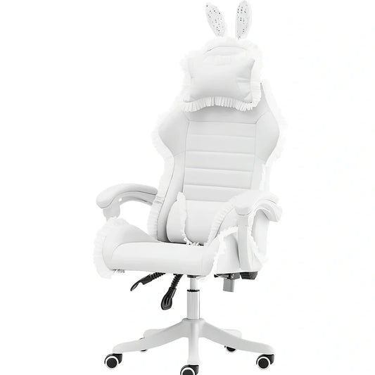 Adjustable height computer gaming chair with swivel base in green lace pattern