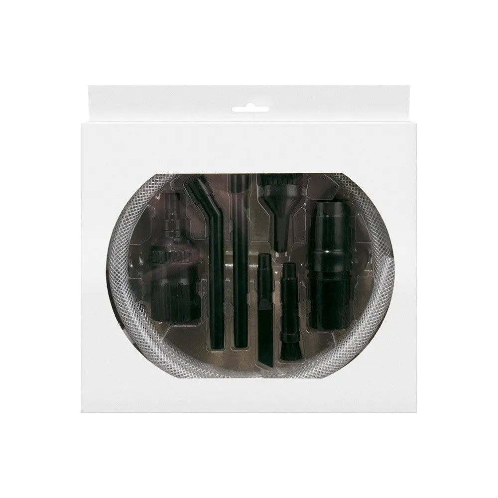 Vacuum cleaner eight-piece tool set including crevice nozzle and dusting brush for cleaning spaces under 10 square metres