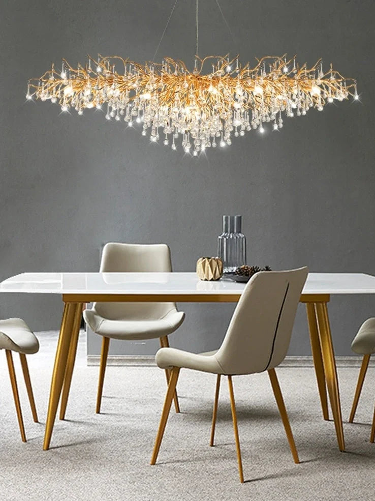 Crystal lamp with 16 holders, aluminium body, electroplating finish in Long1/Long2 sizes