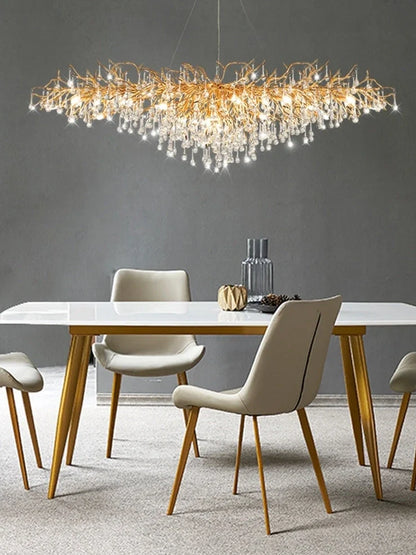 Crystal lamp with 16 holders, aluminium body, electroplating finish in Long1/Long2 sizes