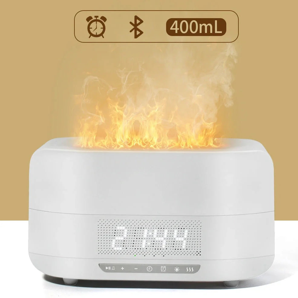 Square white Firelight Speaker & Humidifier measuring 229x110x127mm with 4-6 litre water tank
