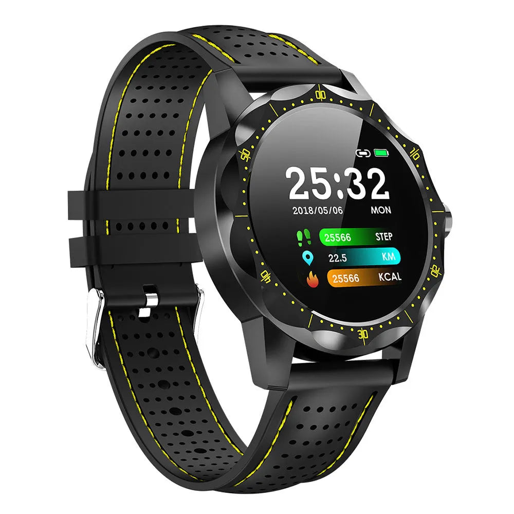 COLMI SKY1 smartwatch in red, white, or yellow with colour display on wrist