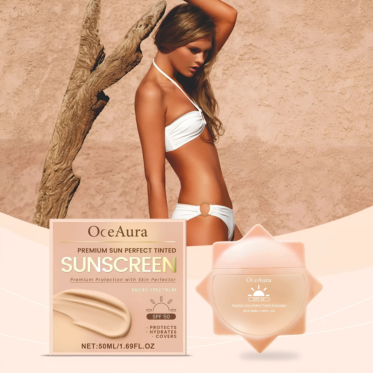 Polishing Protective Cream sunscreen lotion in 50ml container with titanium dioxide and hyaluronic acid formula