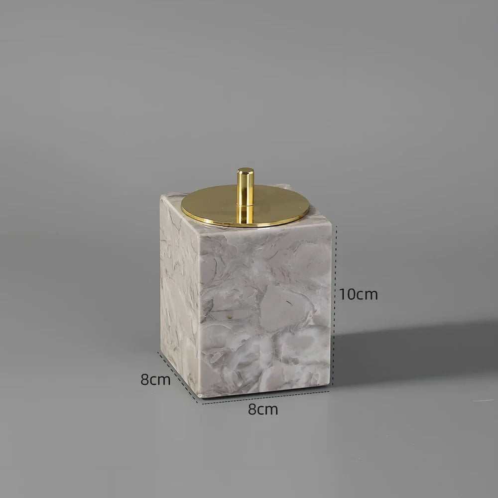 Bawang flower marble bathroom set with tissue box, 30x20cm tray, and lotion bottle in white veined stone