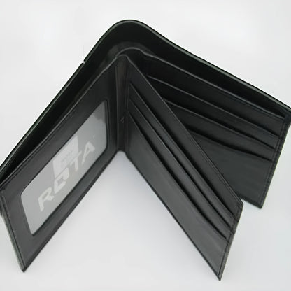 Genuine pearl fishskin leather short wallet with horizontal suitcase shape and sewing thread detail.