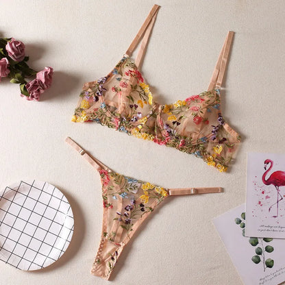 Women's floral underwear bikini set in pure desire style with multiple colour options