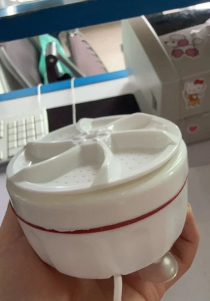 White portable turbine washing machine with USB power connection for dormitory use