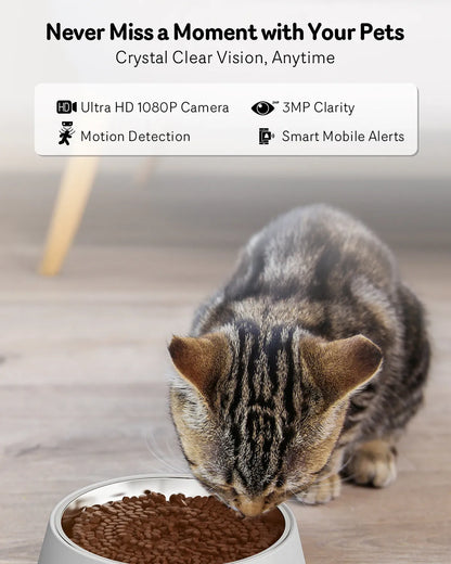 Automatic cat feeder with integrated camera for remote pet monitoring and feeding control