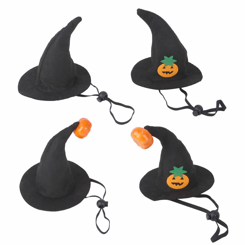 Halloween pumpkin design cloth hat for cats with embossed decorative details