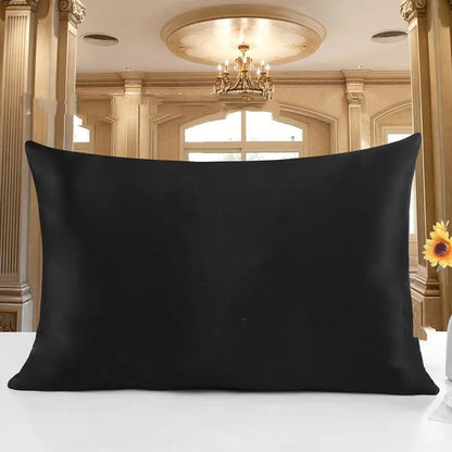 19 M double-sided silk pillowcase in apricot colour showing smooth texture and dimensions
