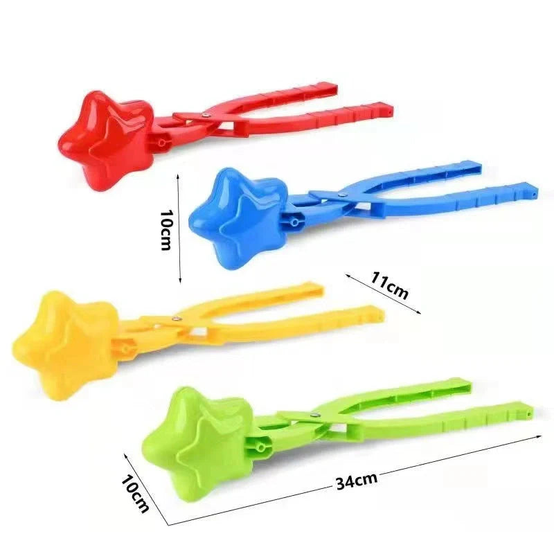 Heart-shaped red snowball maker for kids, durable plastic winter toy